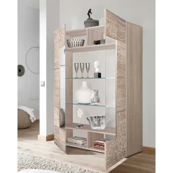 Wohnen 121x166x42 cm Vitrine mit Muster Print Front - Bielvas
