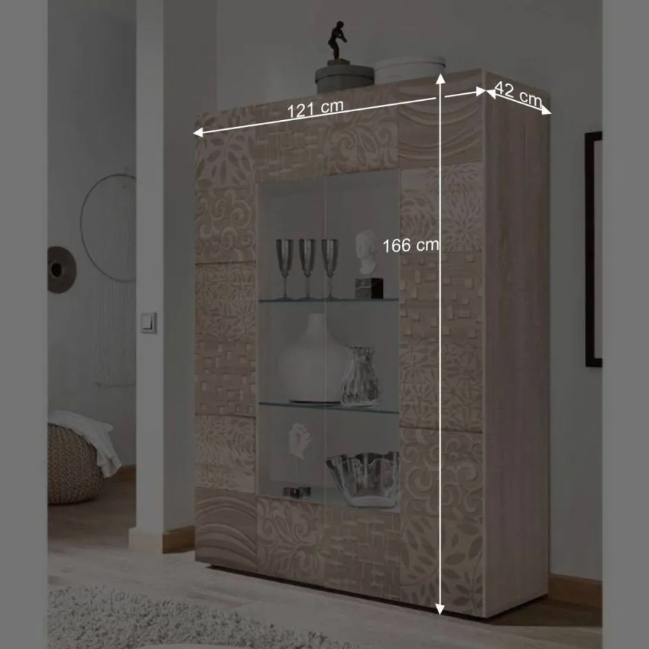 Wohnen 121x166x42 cm Vitrine mit Muster Print Front - Bielvas