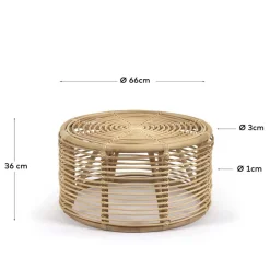 Wohnen 66x36x66 Couchtisch aus Rattan Geflecht - Phildel