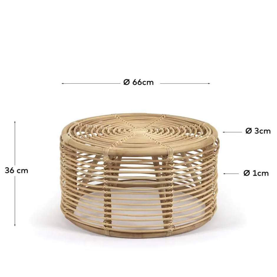 Wohnen 66x36x66 Couchtisch aus Rattan Geflecht - Phildel