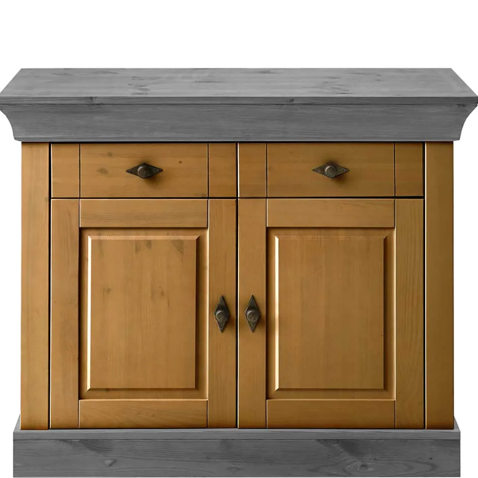 108x85x45 Country Kommode in Kiefer Lauge & Grau - Eshelas^Wohnen Online