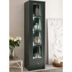 50x197x43 Country Vitrine in Dunkelgrün - Niestov^Wohnen Hot