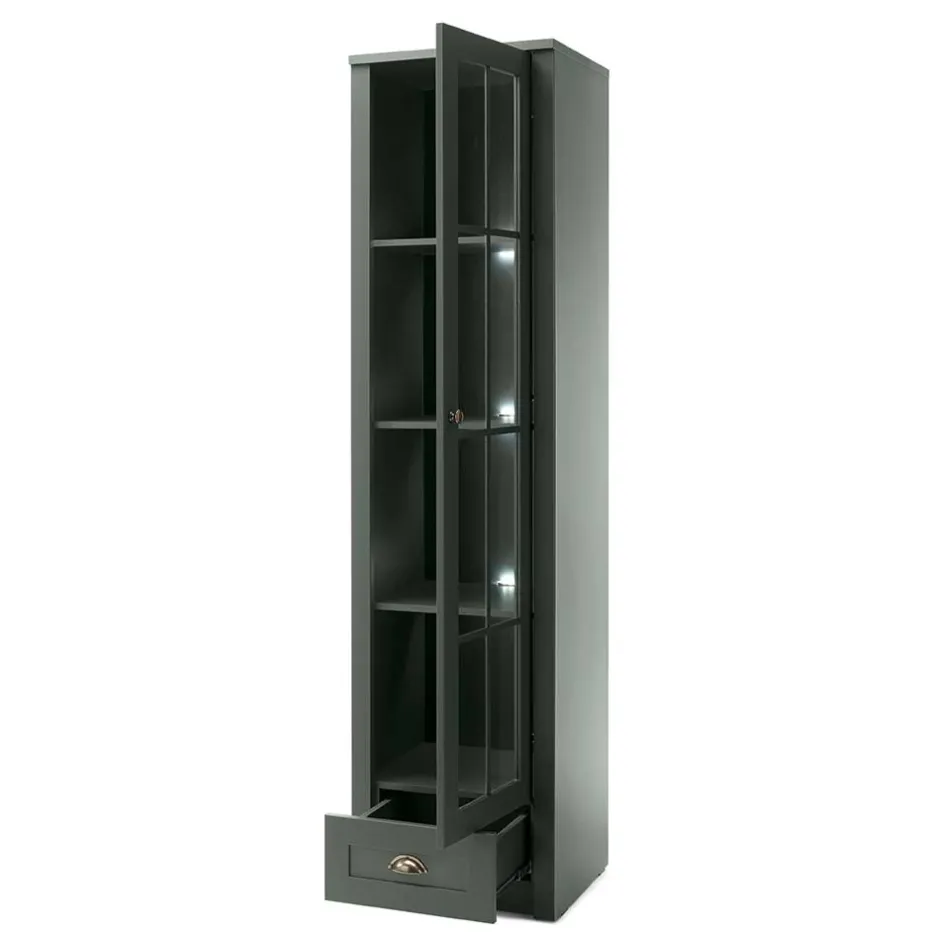 50x197x43 Country Vitrine in Dunkelgrün - Niestov^Wohnen Hot