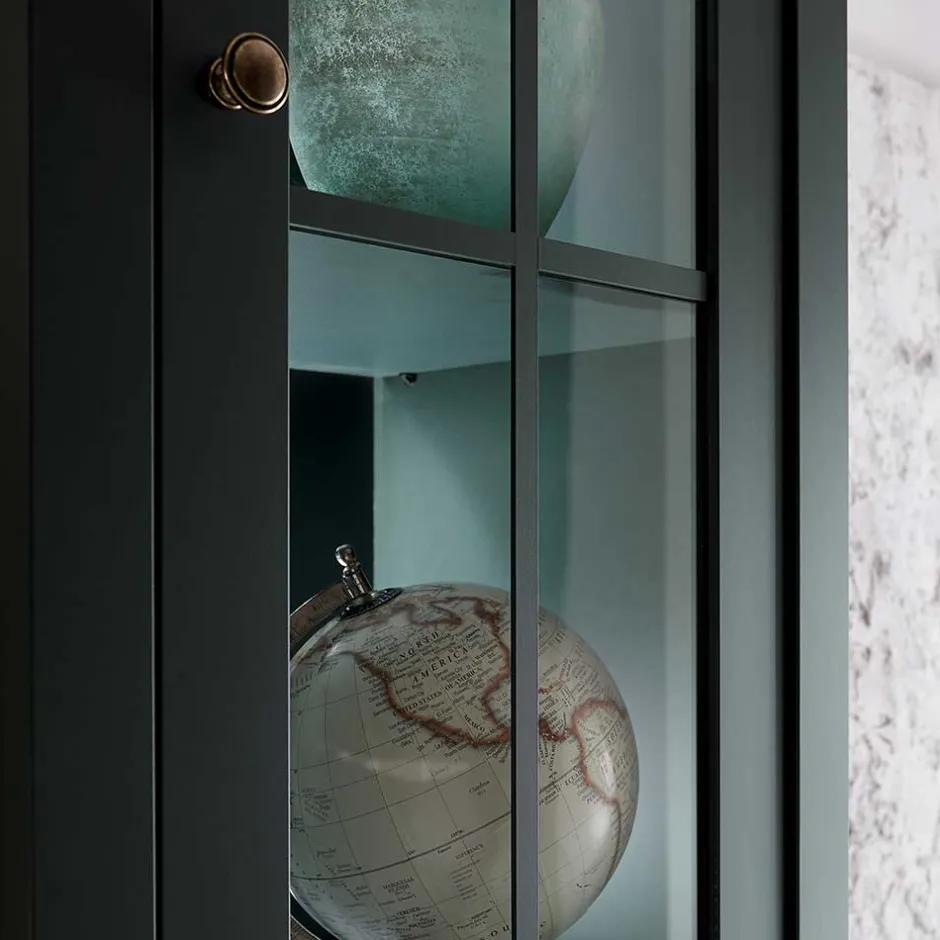 50x197x43 Country Vitrine in Dunkelgrün - Niestov^Wohnen Hot