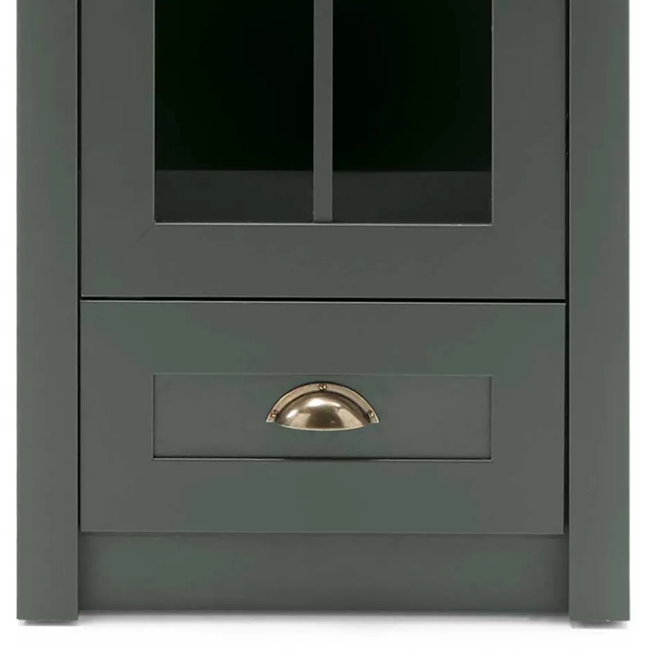 50x197x43 Country Vitrine in Dunkelgrün - Niestov^Wohnen Hot