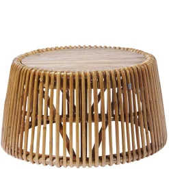 Wohnen 69x38x69 Design Couchtisch aus Recyclingholz & Rattan - Valtte