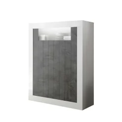 Wohnen 110x144x43 Design Highboard in Weiß Glanz - Voskala