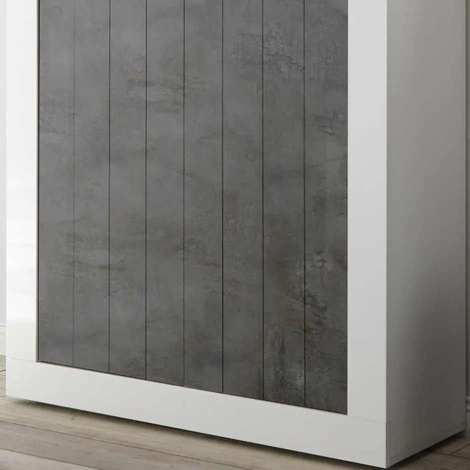 Wohnen 110x144x43 Design Highboard in Weiß Glanz - Voskala