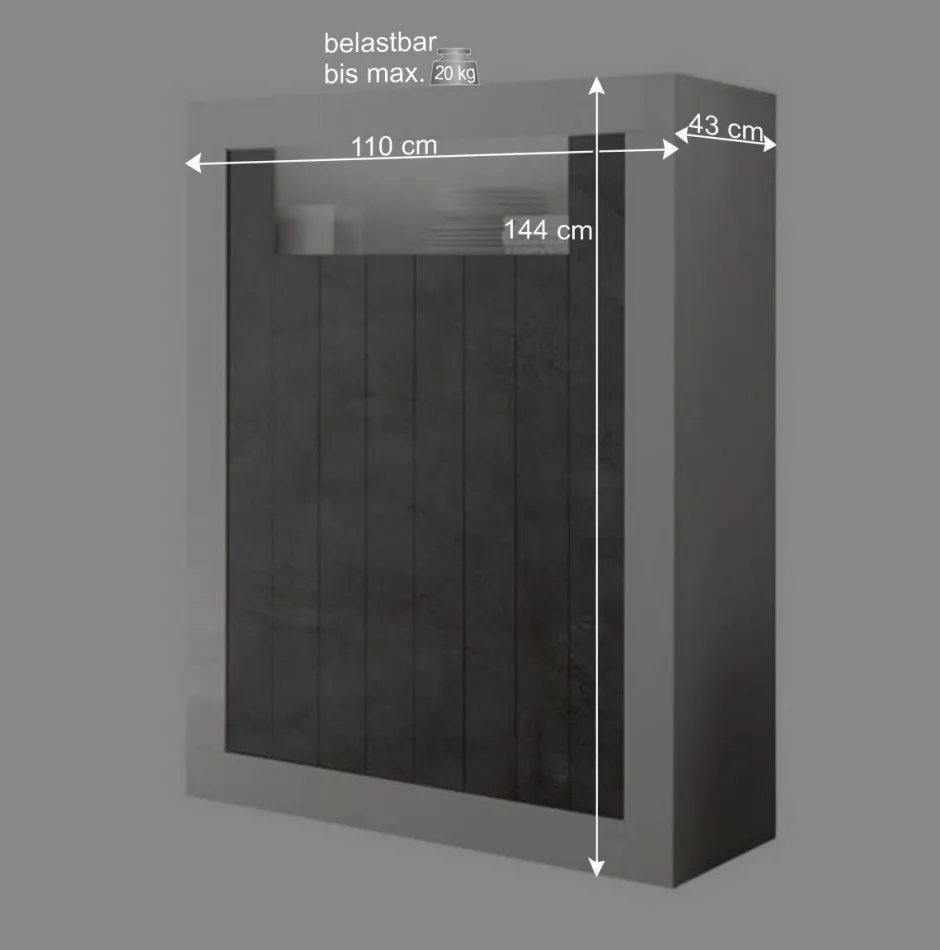 Wohnen 110x144x43 Design Highboard in Weiß Glanz - Voskala