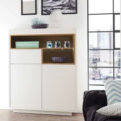 99x135x40 Design Highboard in Weiß & Eiche - Rucian^Wohnen Online