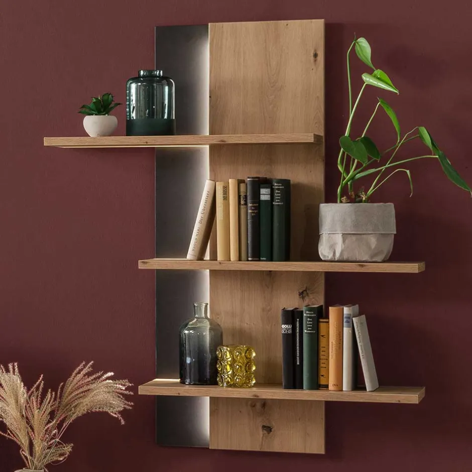 Wohnen 95x118x25 Design Hängeregal in Eiche Optik - Nikdus