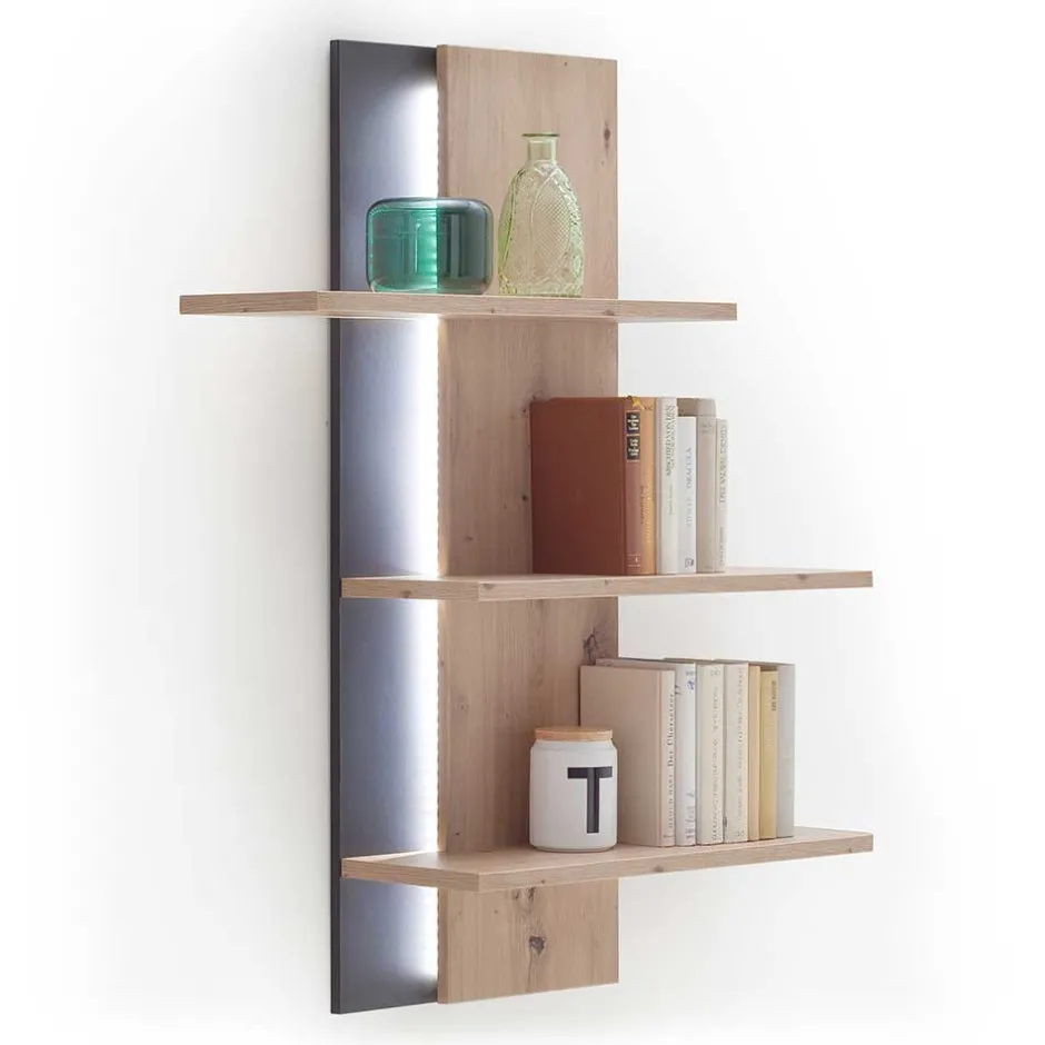 Wohnen 95x118x25 Design Hängeregal in Eiche Optik - Nikdus