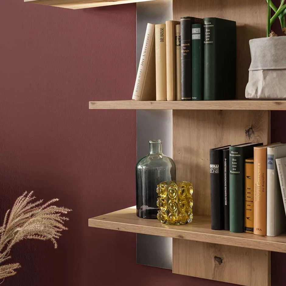 Wohnen 95x118x25 Design Hängeregal in Eiche Optik - Nikdus