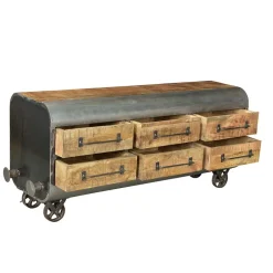 Wohnen 150x66x43 Design Kommode im Zugwaggon Look - Bahiro