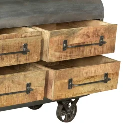 Wohnen 150x66x43 Design Kommode im Zugwaggon Look - Bahiro