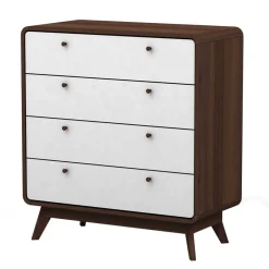 80x88x39 Design Kommode in Weiß & Walnuss - Devkan^Wohnen Outlet