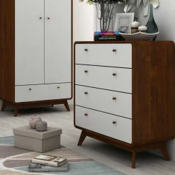 80x88x39 Design Kommode in Weiß & Walnuss - Devkan^Wohnen Outlet