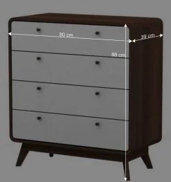 80x88x39 Design Kommode in Weiß & Walnuss - Devkan^Wohnen Outlet