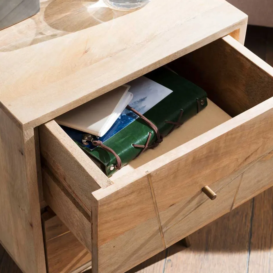 Wohnen 40x56x40 Design Nachttisch mit Schubladen - Geyco