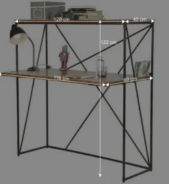Wohnen 120x122x60 Design Schreibtisch aus Holz & Metall - Offia
