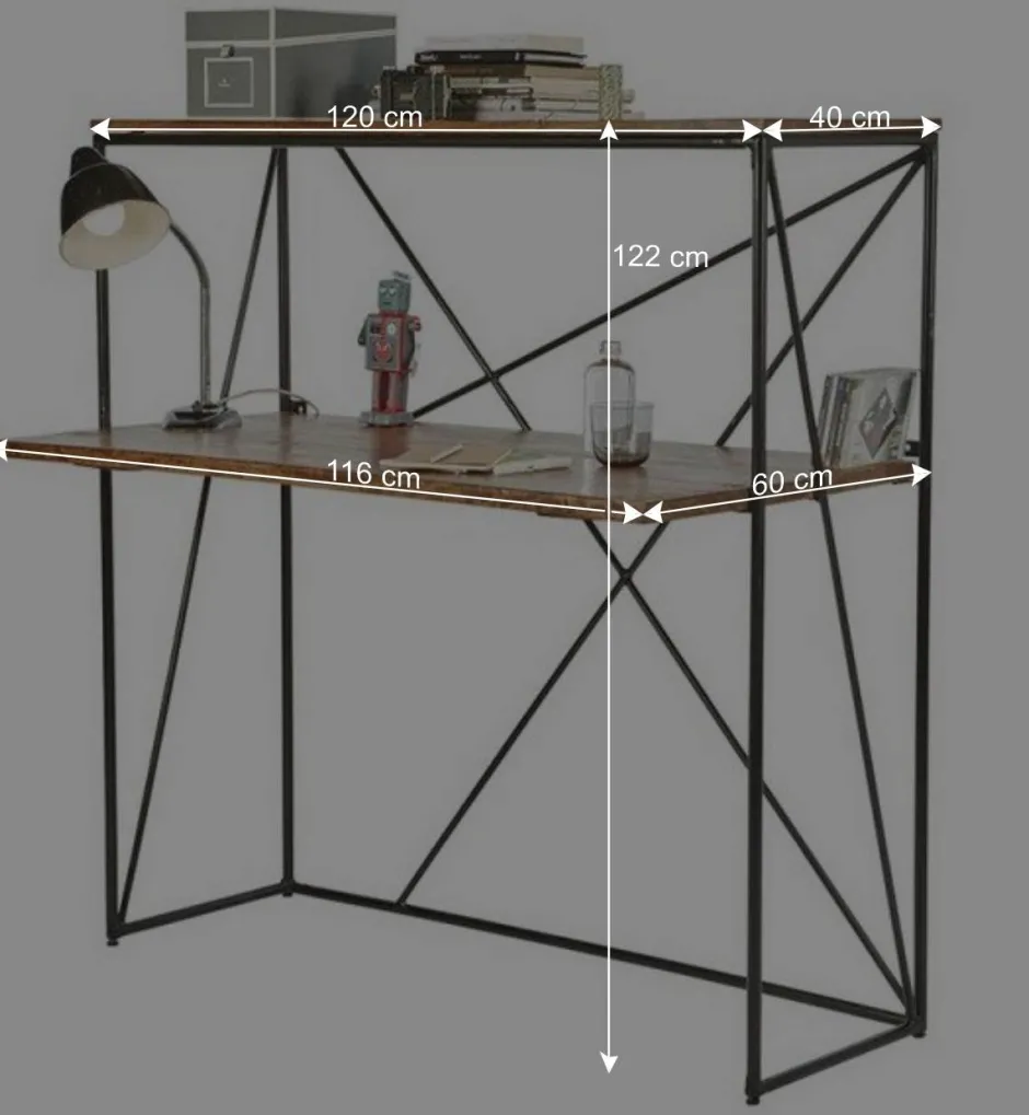 Wohnen 120x122x60 Design Schreibtisch aus Holz & Metall - Offia