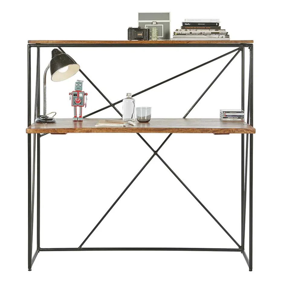 Wohnen 120x122x60 Design Schreibtisch aus Holz & Metall - Offia