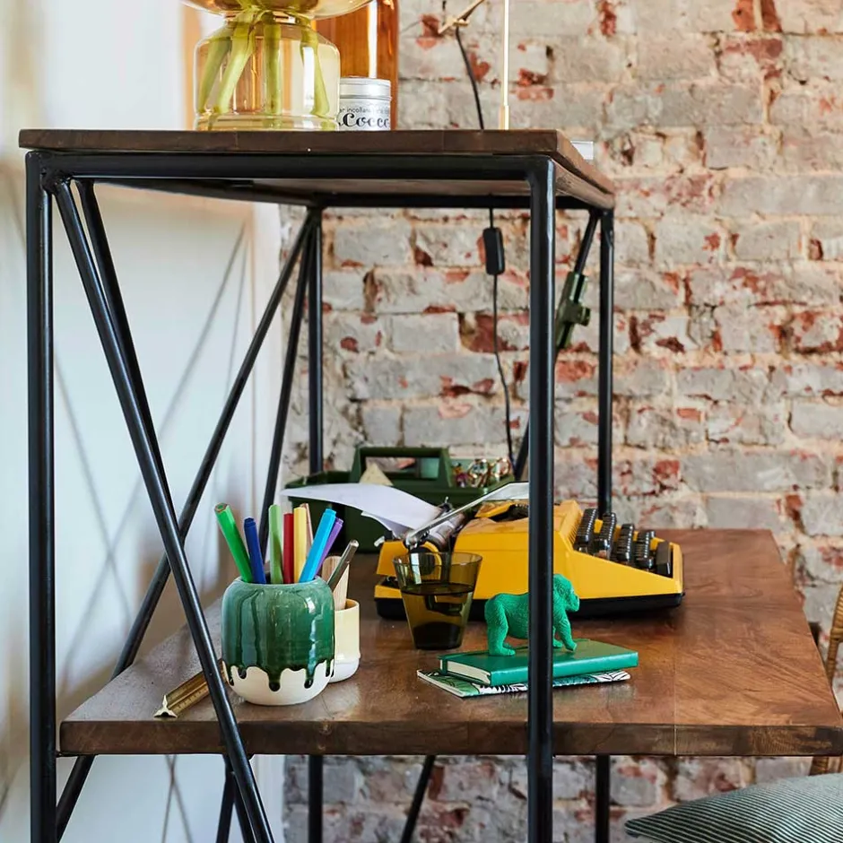 Wohnen 120x122x60 Design Schreibtisch aus Holz & Metall - Offia