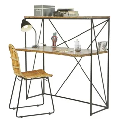 Wohnen 120x122x60 Design Schreibtisch aus Holz & Metall - Offia