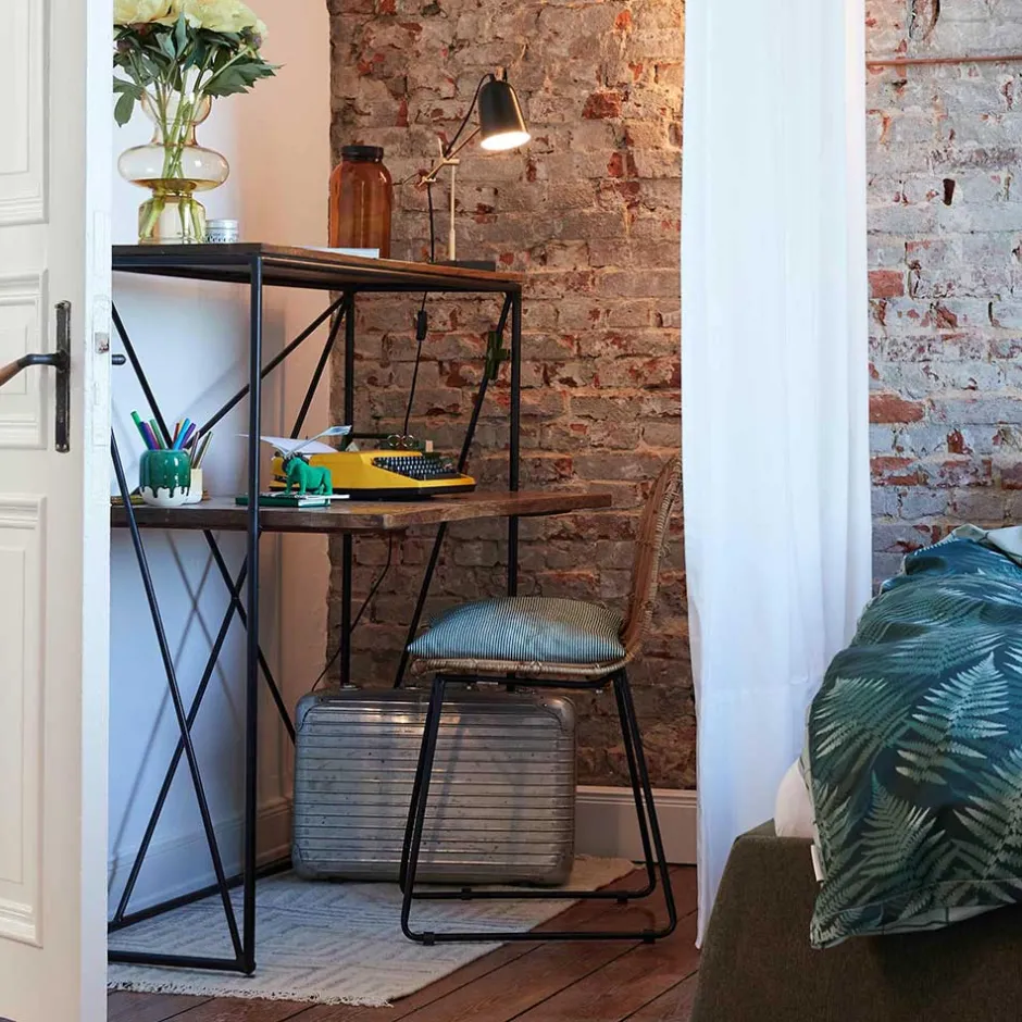 Wohnen 120x122x60 Design Schreibtisch aus Holz & Metall - Offia