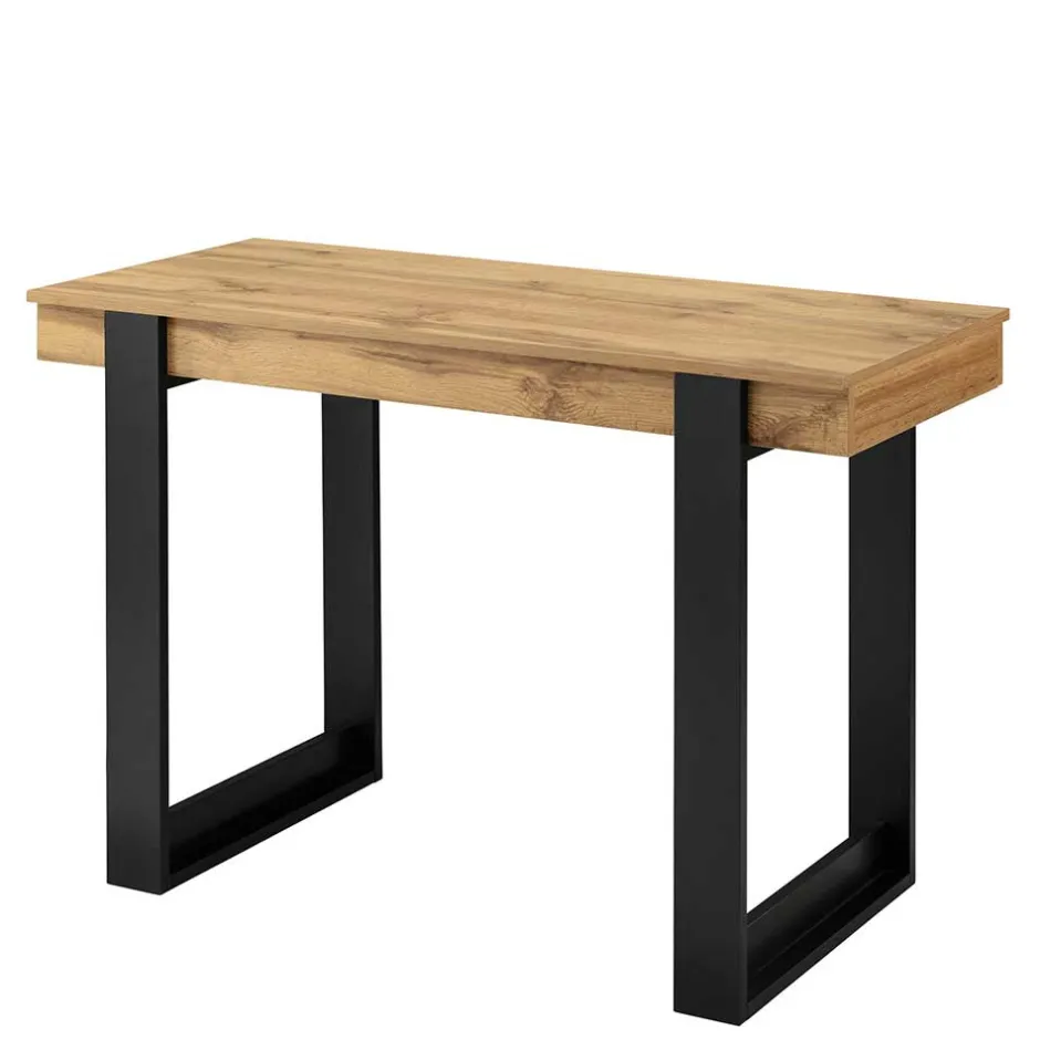 110x76x50 Design Schreibtisch in Eiche & Schwarz - Flossi^Wohnen