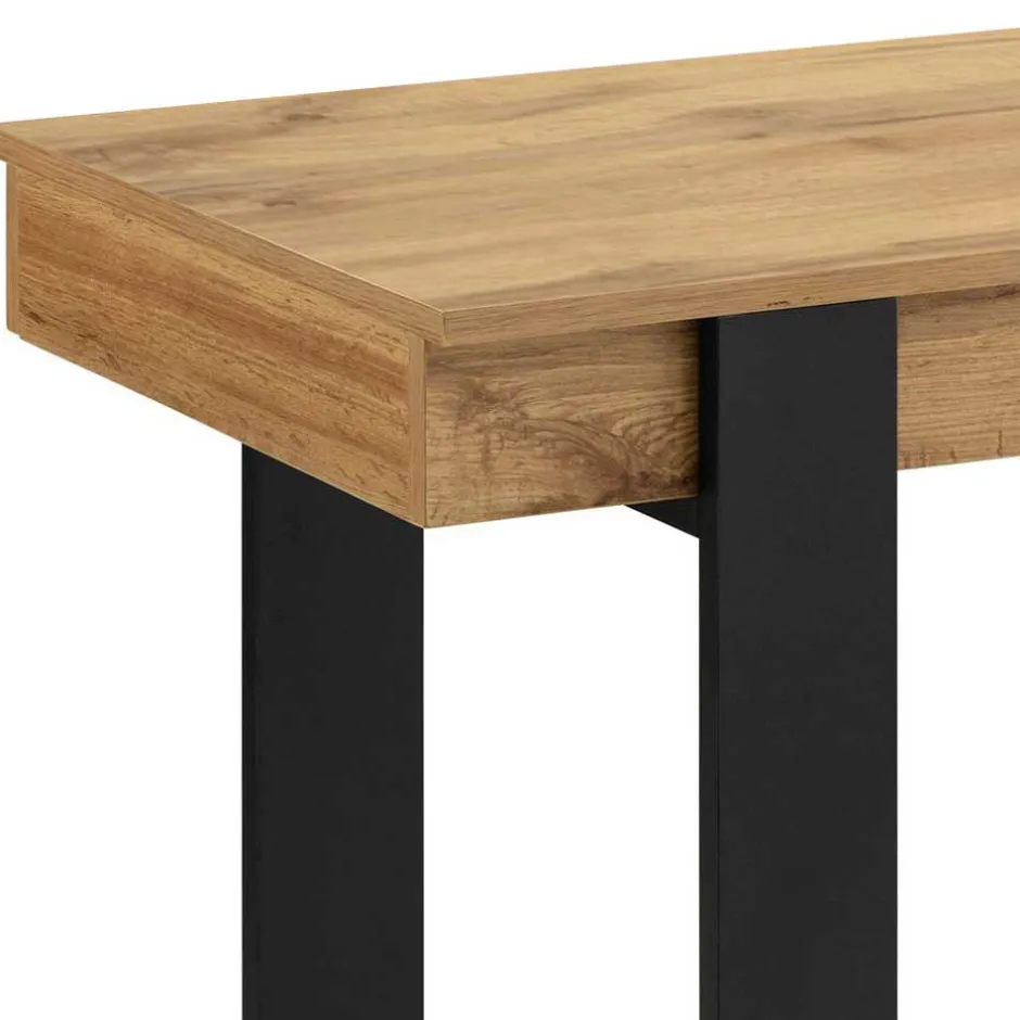 110x76x50 Design Schreibtisch in Eiche & Schwarz - Flossi^Wohnen