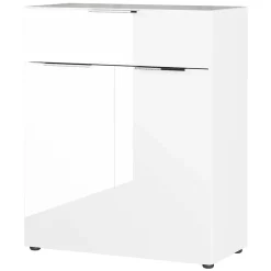 83x101x42 Design Vertiko in Weiß mit Glas - Soraga^Wohnen Clearance