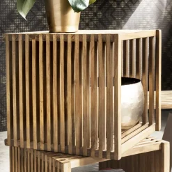 Wohnen 40x40x40 Design Würfelregal aus Teak massiv - Ariean