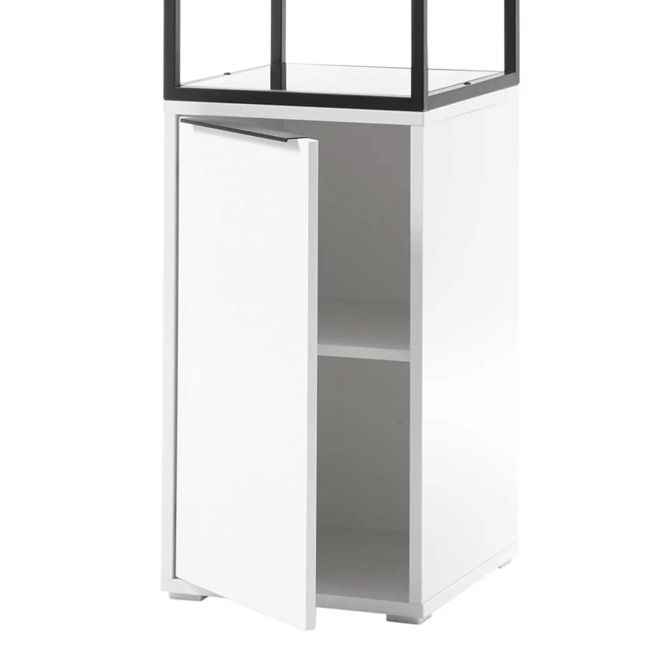 40x197x40 Designer Regal in Weiß & Schwarz - Enkraja^Wohnen Clearance