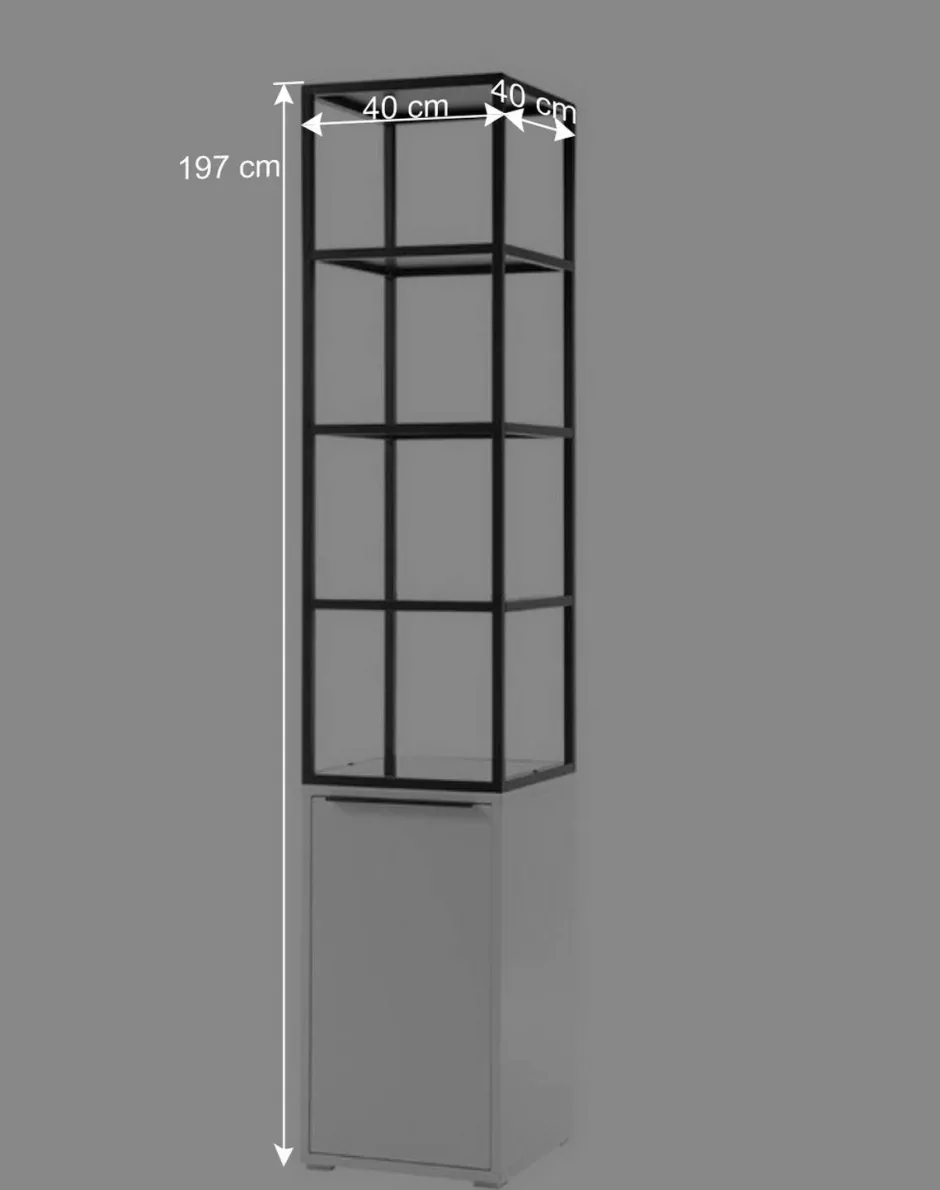 40x197x40 Designer Regal in Weiß & Schwarz - Enkraja^Wohnen Clearance