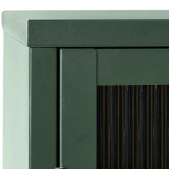 110x140x40 Dunkelgrüne Highboard Vitrine aus Stahl - Estellos^Wohnen Sale