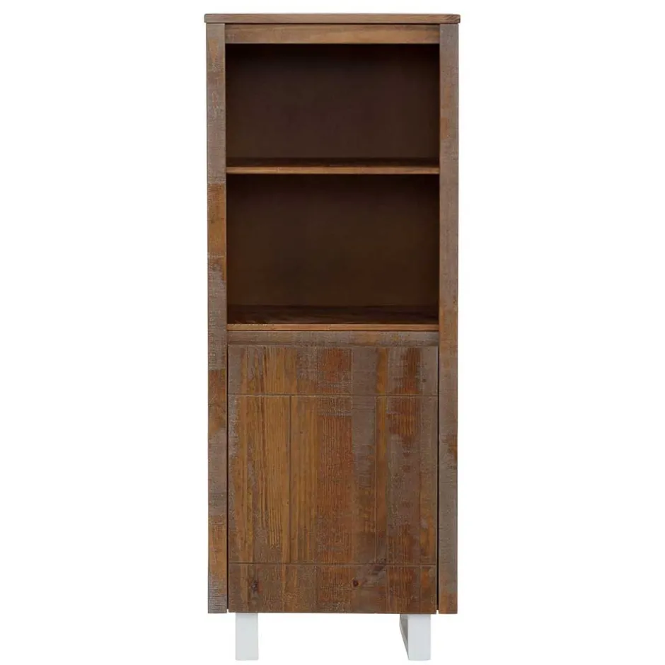 Wohnen 55x140x35 Dunkles Regal aus Kiefer Massivholz - Lavagna