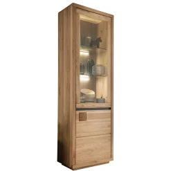 Wohnen 65x205x40 Echtholz Vitrine aus Wildeiche - Embleys