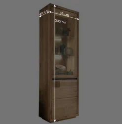 Wohnen 65x205x40 Echtholz Vitrine aus Wildeiche - Embleys