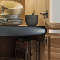 Wohnen 65x205x40 Echtholz Vitrine aus Wildeiche - Embleys