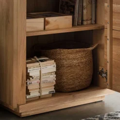 Wohnen 65x205x40 Echtholz Vitrine aus Wildeiche - Embleys