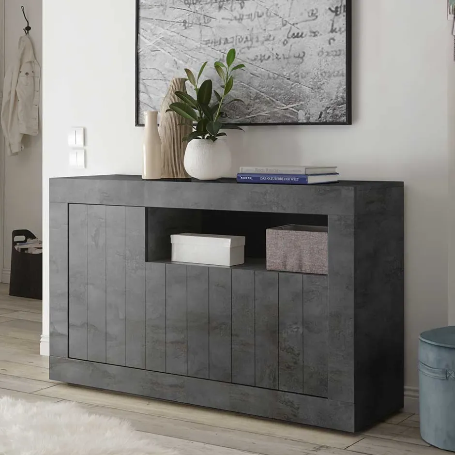 138x86x43 Esszimmer Kommode in Dunkelgrau - Putri^Wohnen Best