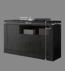 138x86x43 Esszimmer Kommode in Dunkelgrau - Putri^Wohnen Best