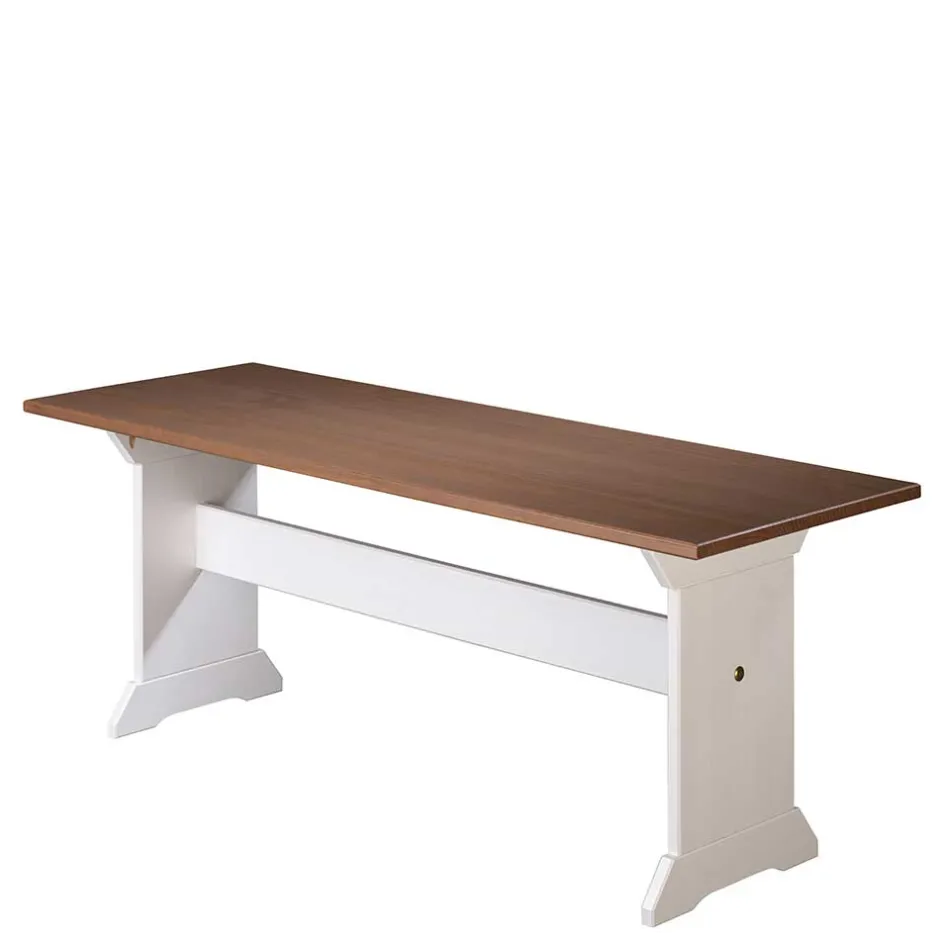 Wohnen 110x45x37 Esszimmerbank in Weiß & Braun - Vatina