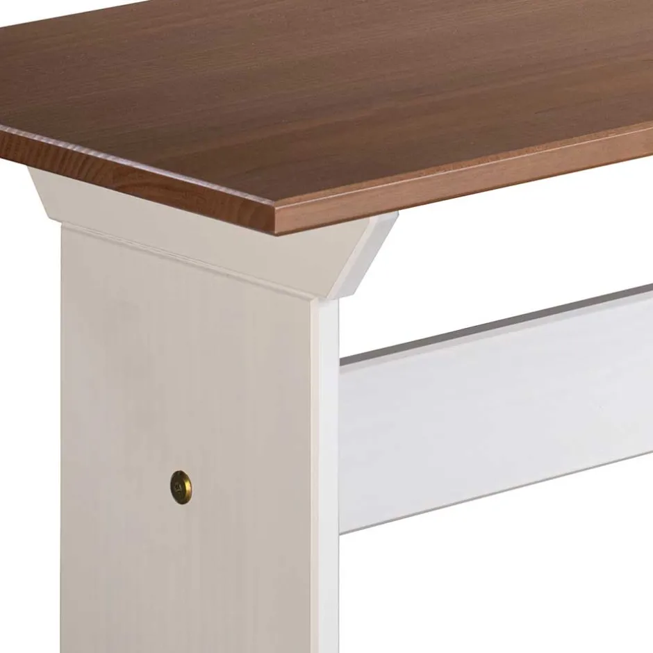 Wohnen 110x45x37 Esszimmerbank in Weiß & Braun - Vatina