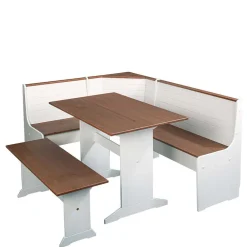 Wohnen 110x45x37 Esszimmerbank in Weiß & Braun - Vatina