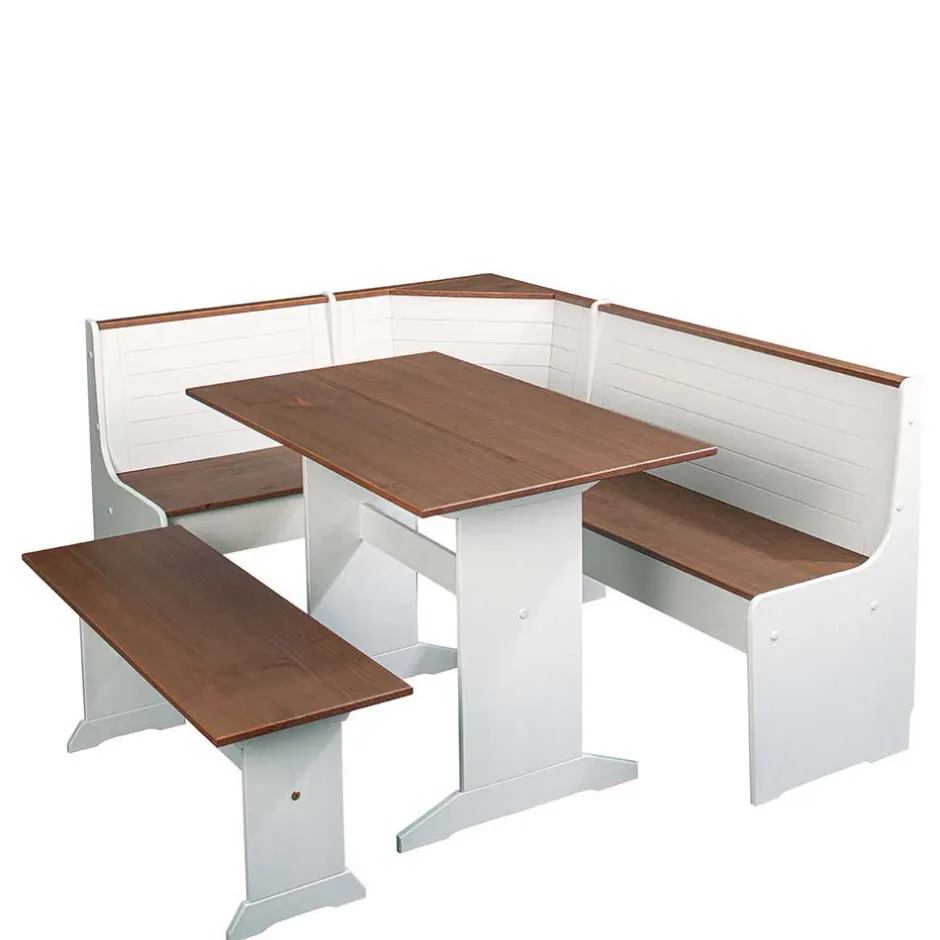 Wohnen 110x45x37 Esszimmerbank in Weiß & Braun - Vatina