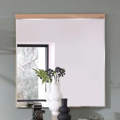 80x85x2 Facettenschliff Spiegel mit Holz - Latenda^Wohnen