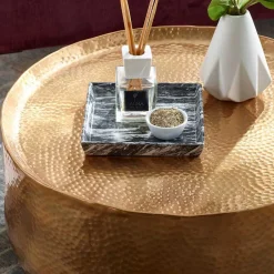 Wohnen 60x35x60 Fassförmiger Couchtisch in Gold - Aspect