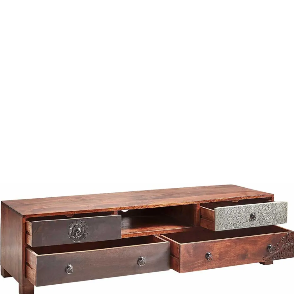 150x40x40 Fernsehkommode aus Akazie mehrfarbig - Welina^Wohnen